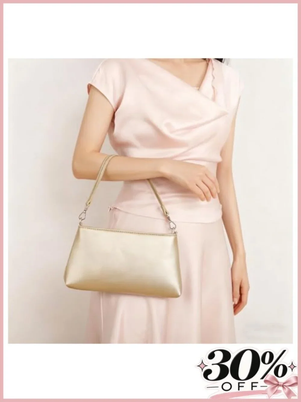 PU Leather Evening Clutch with Chain Strap & Zipper for Wedding Party